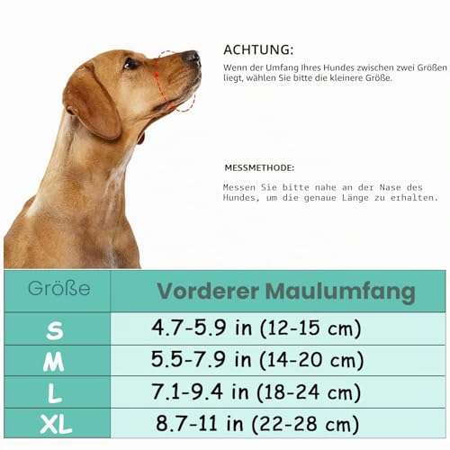 Maulkorb für Hunde, Maulkorb mit Klettverschluss Weich, Verhindert Beißen, Sicher Atmungsaktives Bellen und Kauen, mit Verstellbarer Schlaufe, Atmungsaktives Mesh - Schwarz, M