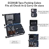 ECOHUB Kostki do pakowania do walizki 7 PCS Organizatory podróży Torby do pakowania Akcesoria podróżne Torby na buty dla podróżnych Torba do przechowywania Torby organizacyjne(Ciemnoniebieski)