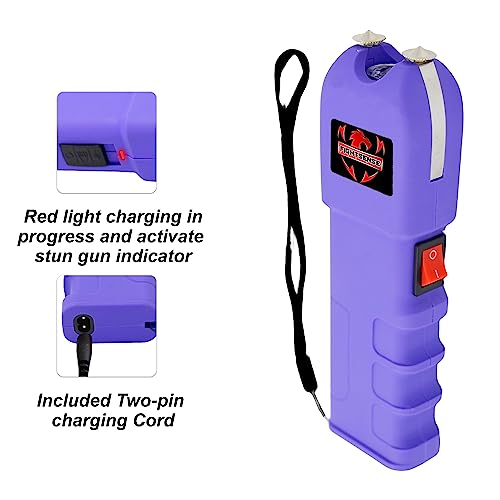 Fightsense Self-Defense Kit W/Pepper Spray & Heavy Duty Stun Gun For Men & Women,1.60 Μc Intolerable Charge,Led Flashlight,Safety Switch,Keychain Leather Pouch & Nylon Belt Holster (Purple Combo) #TOP2