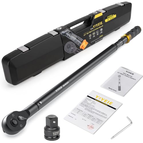 Image of YIYEIE 3 /4″ Drive Click Torque Wrench Set 3PCS, 100-700 FT-LB /136-949 Nm | ±3% Accuracy, 48-Tooth Ratchet, Dual-Direction Loud Click Torque Wrench for Heavy Trucks, RV, Tractor, Trailer,Diesel Engine