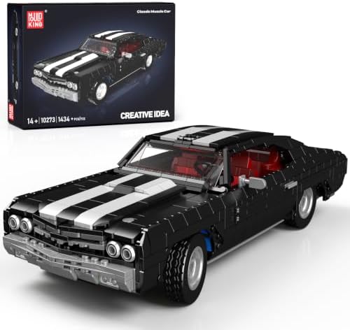 Mould King 10273 Technik Muskelwagen Bausatz, 1434 Teile Sportwagenmodell | Klassisches Amerikanischer Sportwagen, öffnbarer Haube, Türen & Kofferraum, Geschenk für Autoenthusiaste