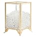PuTwo Makeup Brush Holder Glass and Brass Vintage Makeup Brush Organizer Handmade Cosmetic Brush Storage with White Pearls for Dresser Vanity Countertop - Gold