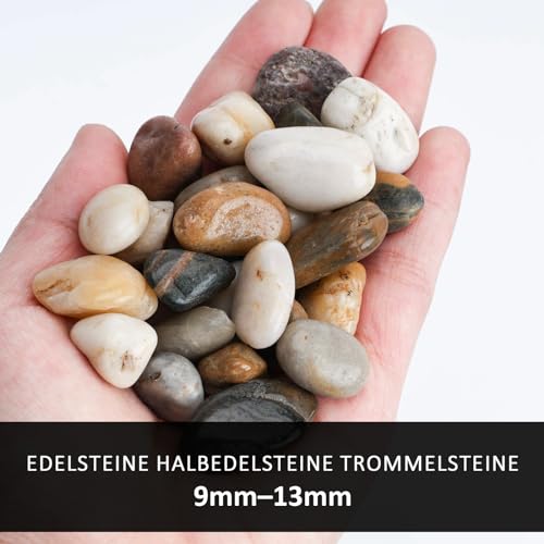 HAKACC 900g Flusskiesel Edelsteine，Kieselsteine Polierte zum Basteln Kleine Deko Steine für Vasen Pflanzen Garten Landschaftsbau Sukkulenten