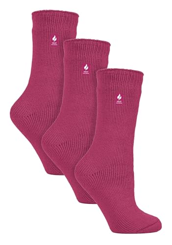 HEAT HOLDERS - 3er Pack Multipack Damen Winter Extra Warm Thermosocken (37-42 Himbeere)
