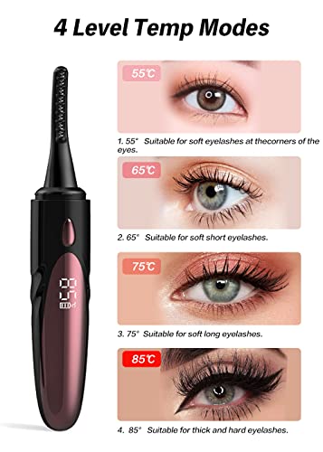 Heated Eyelash Curlers Fast Heat Up Within 10S,Electric Eyelash Curler For Women,24 Hours Long Lasting, Lash Curler Type C Rechargeable(Black) #TOP1