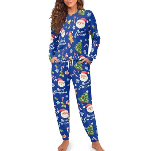Image of Women's Pajamas Set Soft 2 Piece Loungewear Long Sleeve Pj Set Matching Sleepwear with Pockets for Women Plus Size