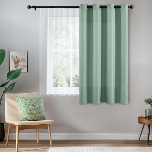 jinchan Room Darkening Window Curtain Panels for Bedroom Curtains for Living Room Linen Look Textured Drapes Single Panel 72 Sage