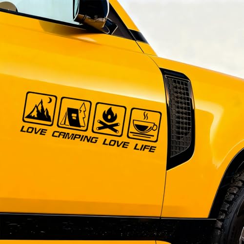 DEAELF Love Camping Love Life Car Sticker Decal, Funny Waterproof