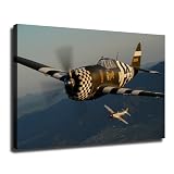 Military Aircraft Wall Art P-47 Thunderbolt Propeller Fighter Poster - World War II Poster Wall Art for Living Room Bedroom Wall Art Printin Wall Decor Gifts (8x12inch-No Framed)