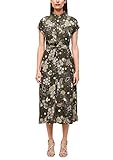 ungefüttert s.Oliver BLACK LABEL Damen Hemdblusenkleid mit Allovermuster Khaki Ornamental Print 46