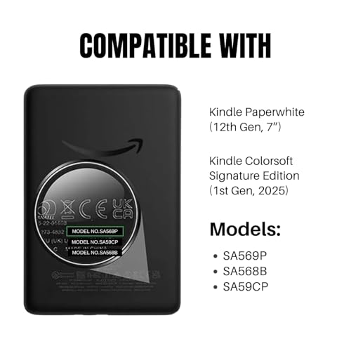 Image of MOCA Kindle Paperwhite 12th Gen 7 inch (2024) & Kindle Colorsoft 7 inch (2025) Case - Leather, Slim Fit, Auto Sleep /Wake, Magnetic Closure, Durable, Lightweight (Grey)