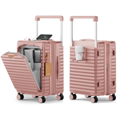 Image of Joyway Expandable 20 Inch Carry on Luggage with Front Pocket, Rosa Gold
