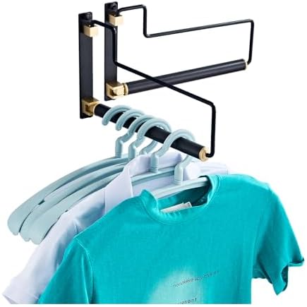Folding Clothes Hanger Drying Rack Black Wall-Mounted Clothes Organizer for Laundry Room Closet Storage