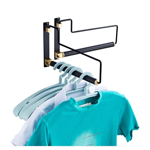 Folding Clothes Hanger Drying Rack Black Wall-Mounted Clothes Organizer for Laundry Room Closet Storage