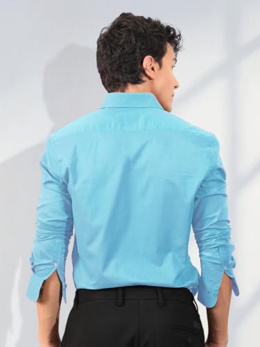 Image of Pinkmint Men's Solid Shirt | Soft Cotton Blend | Formal Shirt | Plain | Full Sleeve - Regular Fit (Available in Plus Size and Pack of 3)