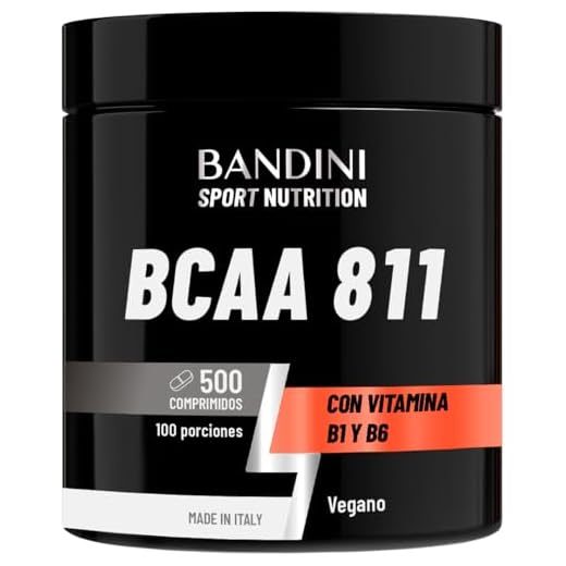 Bandini® BCAA 8.1.1 500 comprimidos, Aminoácidos de Cadena Ramificada, L-leucina, L-isoleucina, L-valina con Vitamina B1 y B6, Sin Gluten, Sin Lactosa, Vegano, Suplemento Pre y Post Entrenamiento