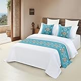 【Plusieurs choix】4 tailles : 180 x 47 cm pour un lit de 1,2 m, 210 x 47 cm pour un lit de 1,5 m, 240 x 47 cm pour un lit de 1,8 m et taie d'oreiller 50 x 50 cm, s'adaptant facilement à tous les styles de literie et de décoration de chambre à coucher.