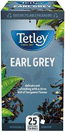 Tetley Earl Grey String & Tag Envelopes, 25 Individually Wrapped Teabags