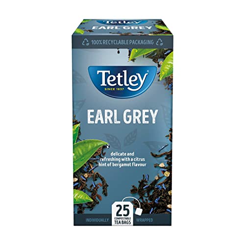 Tetley Earl Grey String & Tag Envelopes, 25 Individually Wrapped Teabags