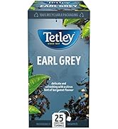 Tetley Earl Grey Lot de 25 sachets de thé emballés individuellement avec ficelle et étiquette