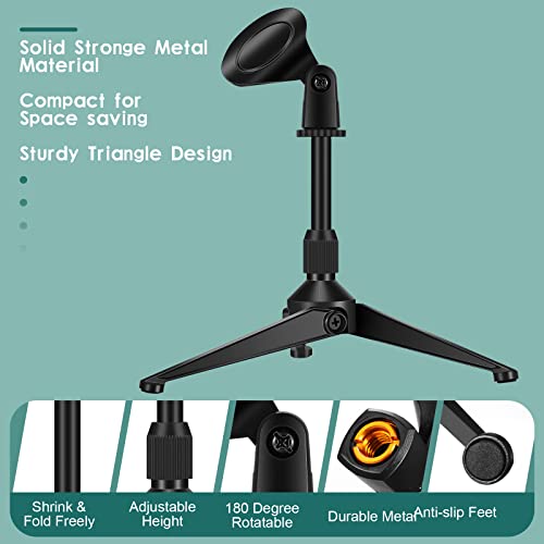 Konohan 3 Pack Desktop Mic Stand Portable Foldable Tripod With Mic Clip Holder Adjustable Height Table Microphone Stand Desk 5/8 Inch Male To 3/8 Inch For Dynamic Recording Podcast thumb #3