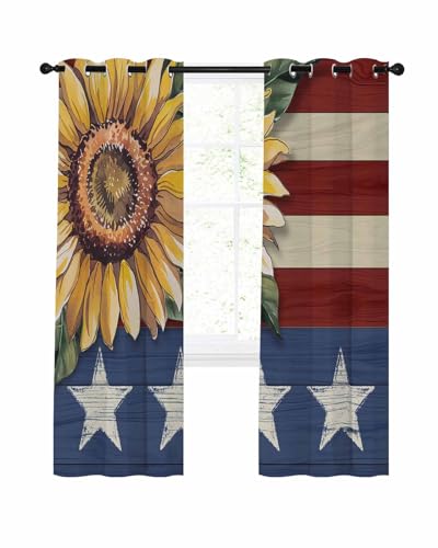 Zefadutok Independence Day Blackout Curtains 54 Inch Length Freedom Red