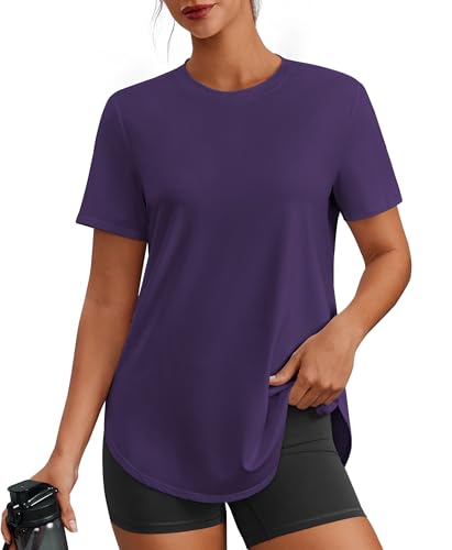 Image of PINSPARK Workout Tops for Women Short Sleeve Athletic Shirts UPF 50+ Quick Dry Running Outfits for Exercise Gym Hiking S-3XL