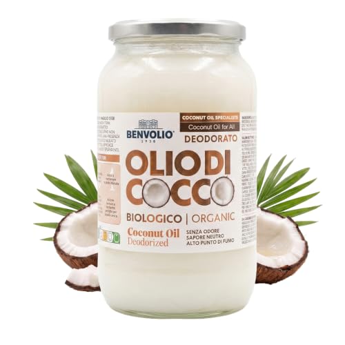 BENVOLIO - Aceite de coco orgánico desodorizado | 950 ml | Puro, versátil e inodoro | Sin lactosa | Hidratante para la piel y el cabello | Cocina y cuidado personal | Aceite de coco y kokosöl