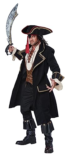 California Costumes Men Deluxe Pirate Captain Adult Sized Costume, Black, Brown, X-Large US