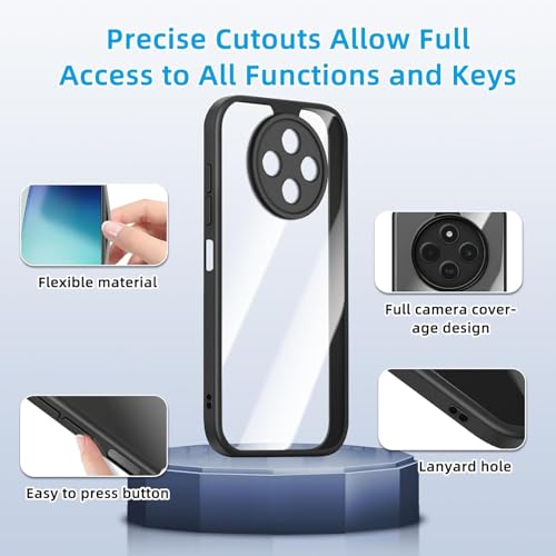 Image of REALCASE Hybrid Armor Back Cover Case for Realme 14 Pro 5G | Slim Fit Hard PC Back & Soft TPU Bumper | Protective Shockproof Case Back Cover for Realme 14 Pro 5G (Black + Clear)