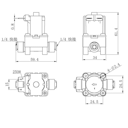 Électrovanne électrique normalement ouverte 36V pour circuit eau - 4