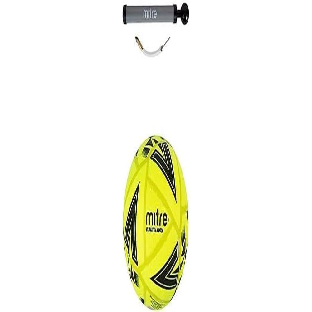 MitreUltimatch Indoor Football With Ball Pump, Bright Yellow/Black, Size 5