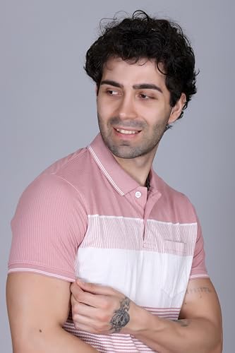 Image of SANE ORIGINALS T-Shirt for Men with Pocket || Textured Striped Polo for Men