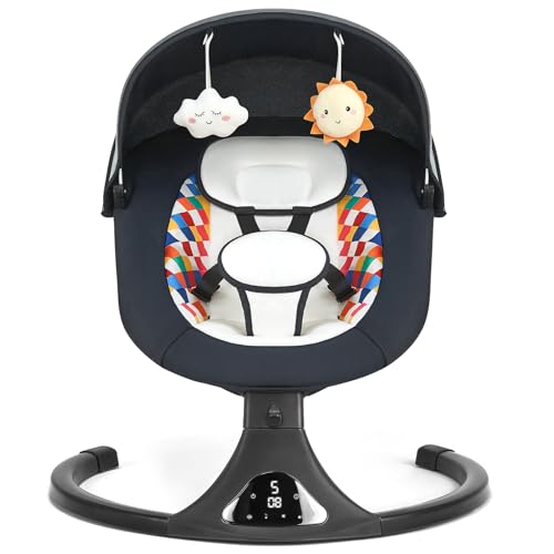 Baby Swing for Infants Modern Infant Swings with Bluetooth & Remote Control 5 Speed Motions 12 Melodies Portable for Newborns (Max 20 lbs Black)