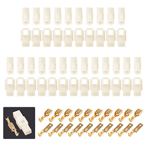 Glarks 120Pcs 6.3mm 1 Pin Way Electrical Automotive Wire Connector Male Female Socket Plug and Terminals Kit for Motorcycle, Bike, Car, Boats (30Set 6.3mm 1P)