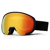 LZM-DIEWLEI Winddichte Skibrille, Schneebrille für Damen und Herren, doppelstöckig, Anti-Beschlag, blendfrei, UV-Schutz, Orange