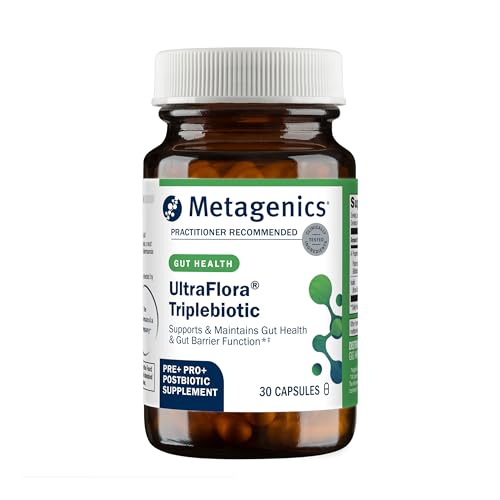 Metagenics UltraFlora Triplebiotic - Prebiotic, Probiotic & Postbiotic Blend with Akkermansia for Gut Health* - Supports Digestive Balance, Microbiome & Immune Function* - Shelf-Stable - 30 Capsules