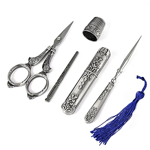 Embroidery Scissors, Complete Vintage Sewing Tools, With Sewing Needle Box, Awl, Sewing Thimble, Threader For Sewing, Cutting, Art Work, Embroidery, Needlework #TOP5