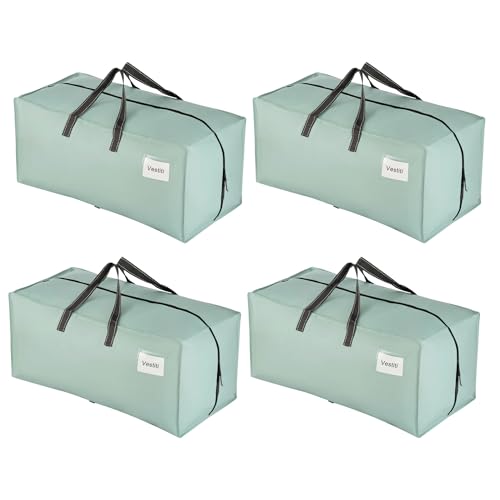 VENO Set da 4 Borse da trasloco extra large, Scatoloni per trasloco con cinghie per zaino, zip e manici resistenti, Scatole per armadio, piumoni, vestiti (Verde Chiaro Opaco, Set da 4)