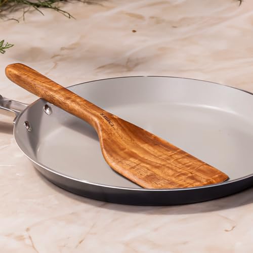 Image of Ember Cookware Wooden Spatula - Neem Wood Cooking Utensils | ISI Certified | Eco-Friendly & Durable Kitchen Tools | Heat-Resistant & Non-Scratch