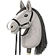 CELMAN Hobby Horse Steckenpferd Grau mit Zaumzeug & Leine – A3 Kopfgröße – Großer Reitspaß für Kinder – Realistisch & Weich – Holzstab