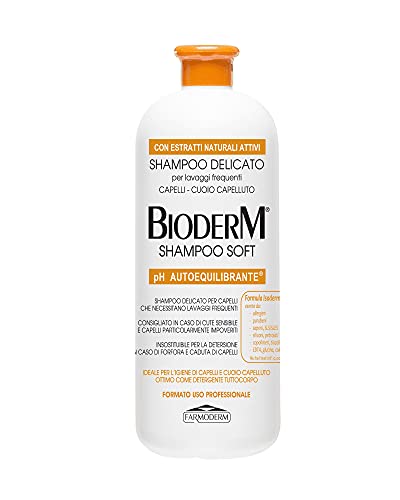Bioderm Shampoo Soft - Shampoo per cuoio capelluto sensibile | Trattamento antiforfora, dermatite seborroica e prurito del cuoio capelluto, per uso quotidiano, senza parabeni, 1000 ml