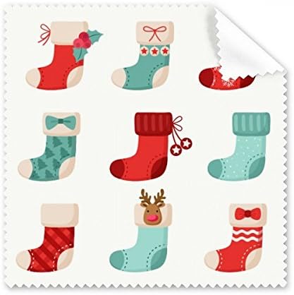 Merry mas Colorful Sock Illustration Cleaning Cloth Phone Screen Glasses Cleaner 5pcs image 2