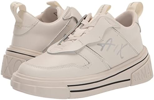 A | X ARMANI EXCHANGE Women's Rock Sneakers, White + Silver, 7 | Image 6