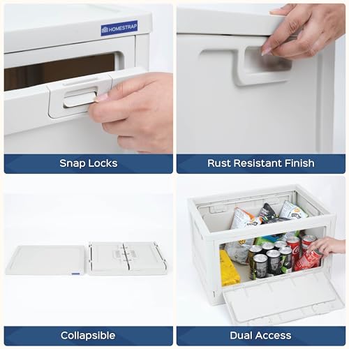Image of HomeStrap Multi Stack Storage Box Set of 3 | Foldable & Stackable Organizer with Front and Top Open Door | Multipurpose Dual Access Storage Box for Home, Kitchen, Camping & Travel