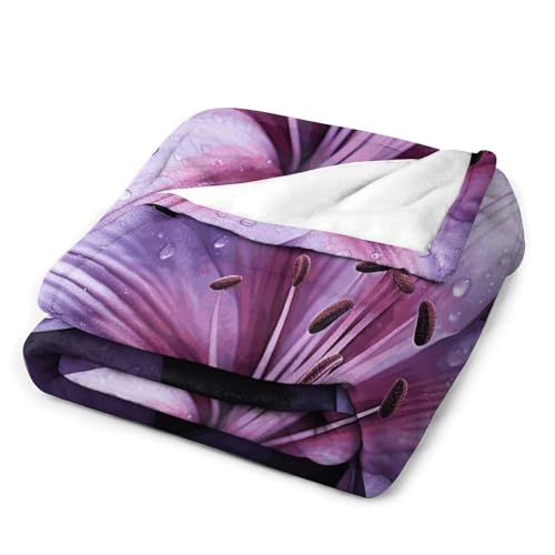Couverture flanelle extra large violette contre le froid, plaid microfibre doux pour lit - 4
