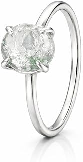 ハンドメイドラフクリスタルクォーツリング、女性用プロングセット天然石、ミニマルステートメントジュエリー