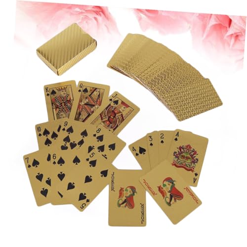 Mikinona wasserdichte Goldfolie Spielkarten Glänzende Pokerkarten Robustes Unterhaltungsspiel für Zuhause Bar Büro Farbiges Kartenspiel mit Auffälligem Design – Bild 4