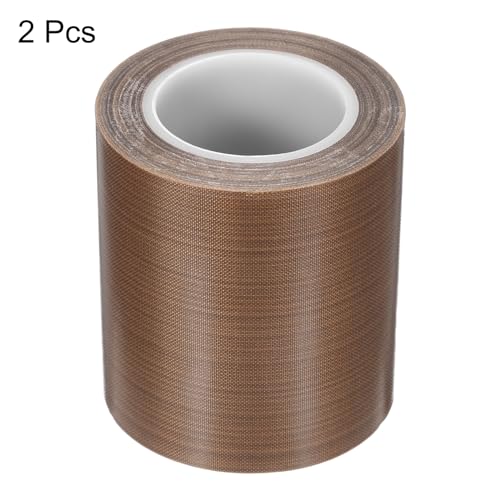 Image of MECCANIXITY 9m /30 Feet,70mm /2.8 Inch PTFE Tape,PTFE Fabric Tape,Adhesive PTFE Film Tape for Vacuum Sealer Machine,Hand Sealers High Temperature,Brown,Pack of 2