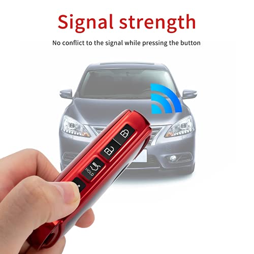 Smart Key Fob Case Cover Protector With Leather Key Holder Compatible With 2019-2022 Mazda 3, Mazda 3 Hatchback, For 2020-2021 Mazda Cx-5, Cx-30, Cx-12 Key Fob Cover Red（3-4-Button） #TOP2